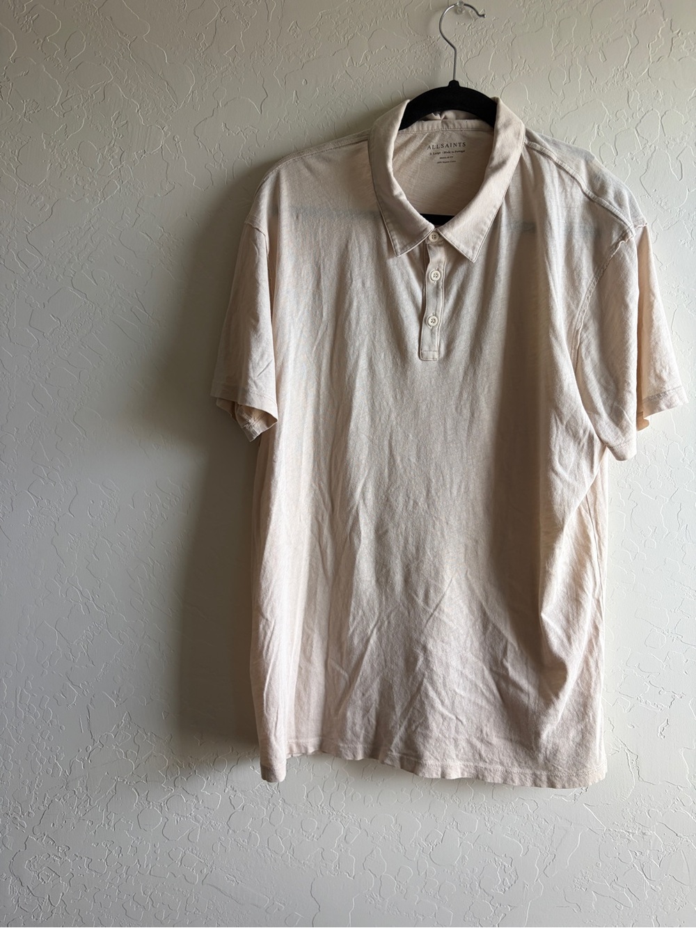 AllSaints Men's Polo in Light Beige